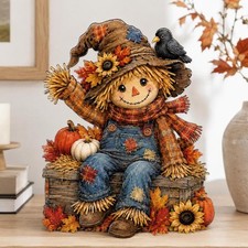 Personalized Fall Scarecrow Wooden Decor, Autumn Shelf Sitter, Thanksgiving Home