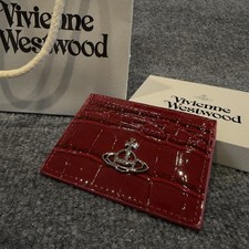 Vivienne Westwood Croc Embossed Leather Red/Maroon Card Holder Wallet