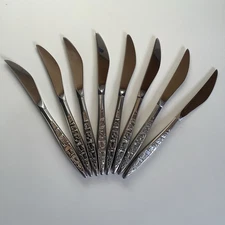 8 MCM Vintage Lyon Stainless Steel CORTEZ AZTEC Brutalist Geometric Knives