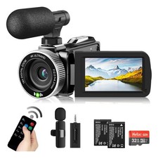 Video Camera Camcorder 4K 48MP 60FPS YouTube Camera with Wireless Lavalier Mi...