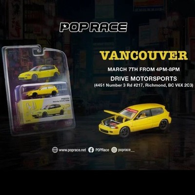 Pop Race 1/64 Honda Civic EG6 Yellow - Vancouver 2026 Edition