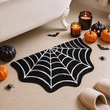 Spider Web Bath Mat, Halloween Cute 1'4" x 2'7" Semicircular ,