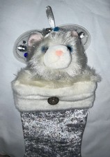 2001 Aurora Catapillers Jeweled Cat Sharon Lea Larson Plush Christmas Stocking