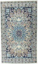 Perserteppich Nain 9 LA mit Seide - Sehr Fein 203 x 119 cm Top Zustand - beige