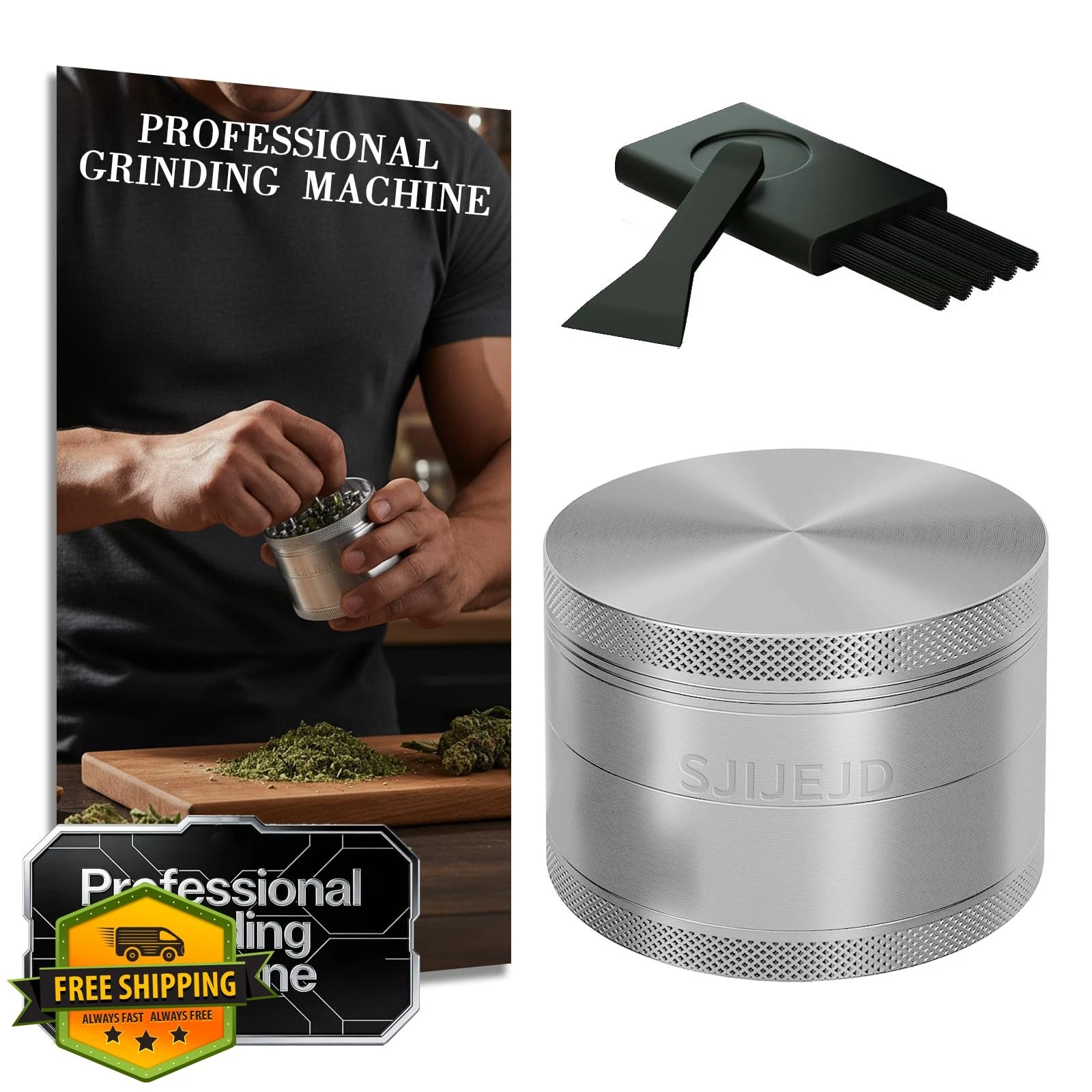 SJIJEJD 3in Spice grinder Black Grey 4pc