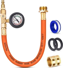 Brass RV Winterizing Kit with Pressure Guage, 17 Inch Garden Hose with 3/4" G...