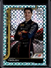 2025 Topps Chrome F1 Nikola Tsolov Aqua Checker Flag Refractor F3 Driver #/199
