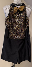 REVOLUTION Girls Childs Costume Black with Sequin One Piece Leotard Sz LC Large