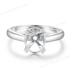 9x7mm Oval Semi Mount Ring 925 Sterling Silver Solitaire Stackable Women Ring
