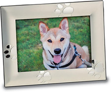 Solid Aluminum Puppy Paw Prints 5X7 Photo Frame