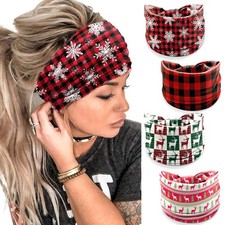 4Pcs Christmas Headbands for Women - Snowflake Plaid Holiday Hair Bands, Fest...