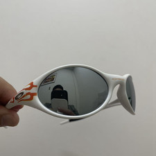 Retro Oakley Eye Jacket Red Fire Sunglasses White Frames Mirror Lenses Y2K