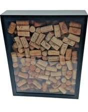 Wine Cork Shadow Box Display 12x15" | Rustic Wall Art + Assorted Winery Corks
