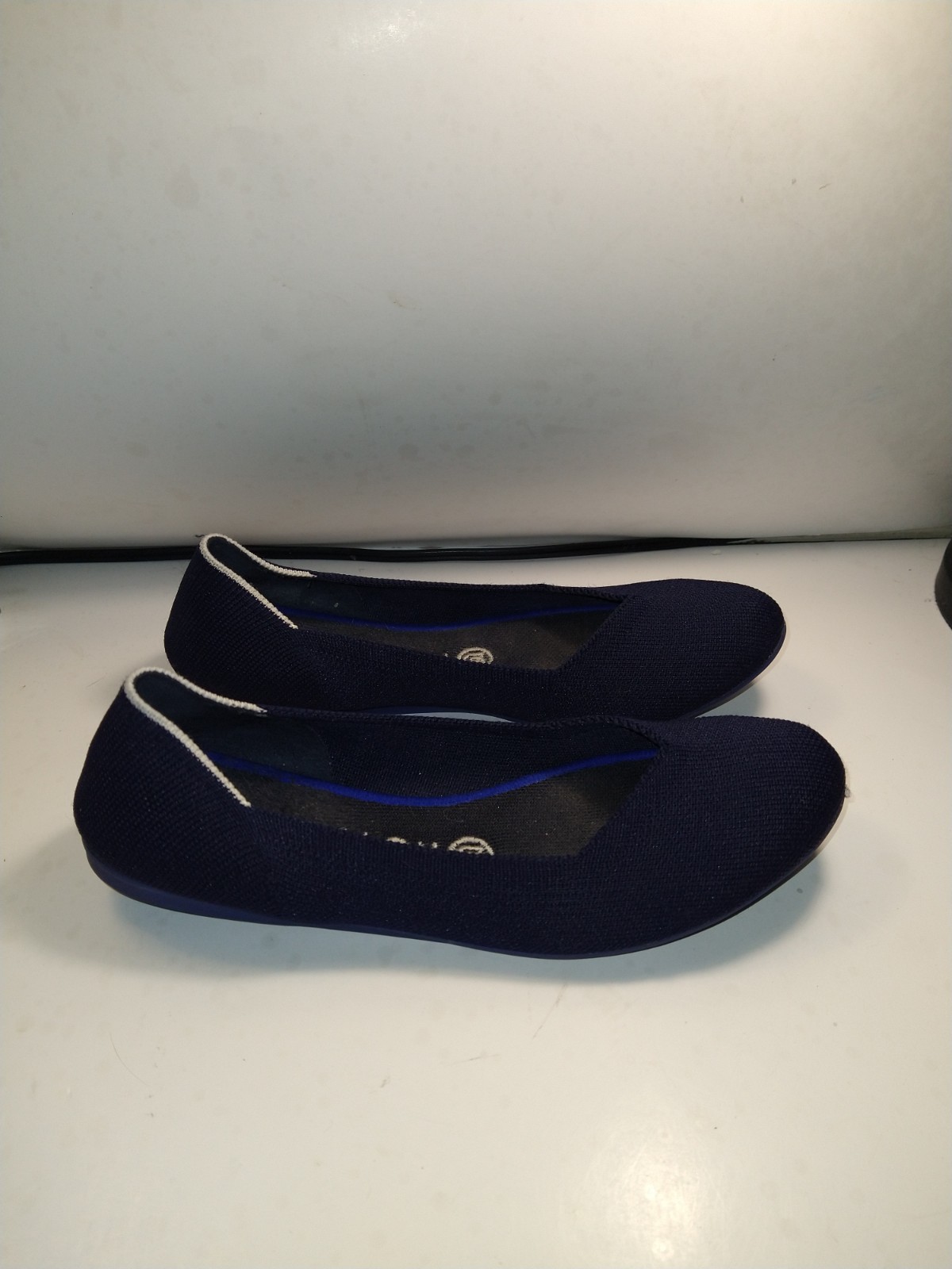 Rothy’s The Flat Navy Blue Knit Round Toe Slip On Flats Shoes Women's sz 8