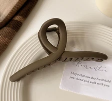 Simple dark gray color braided hair clips for large-sized back-of-the-head ponyt