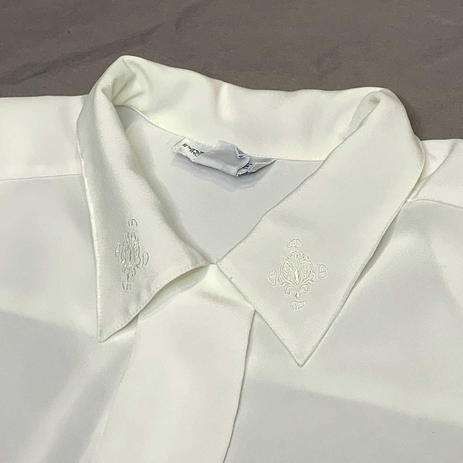 Vtg 80s Principles White Polyester Button Up Shir… - image 2