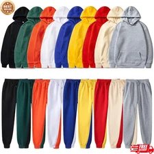 Unisex Fleece Tracksuit Hoodie Sweatpants Set Men Women Jogger Sportswear Gym