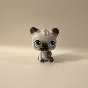 Littlest Pet Shop Siamese Cat Kitten Figure Bobble Head #PP1 Licking Paw 2005