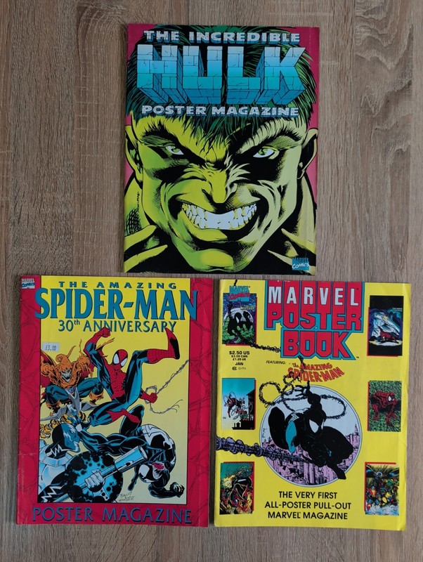 Marvel Poster Magazine Lot Hulk Spider-Man 30th Anniversary Marvel Poster Book