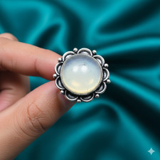 beautiful Milky Opalite Gemstone Ethnic Ring Size 9
