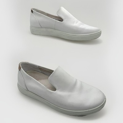 Ecco Soft 7 White Leather Slip On Sneakers Size EU 35 EXTRA WIDTH