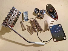 Fender USA 57/62 Strat Stratocaster Bridge Steel Block Trem F Plate Output Strap