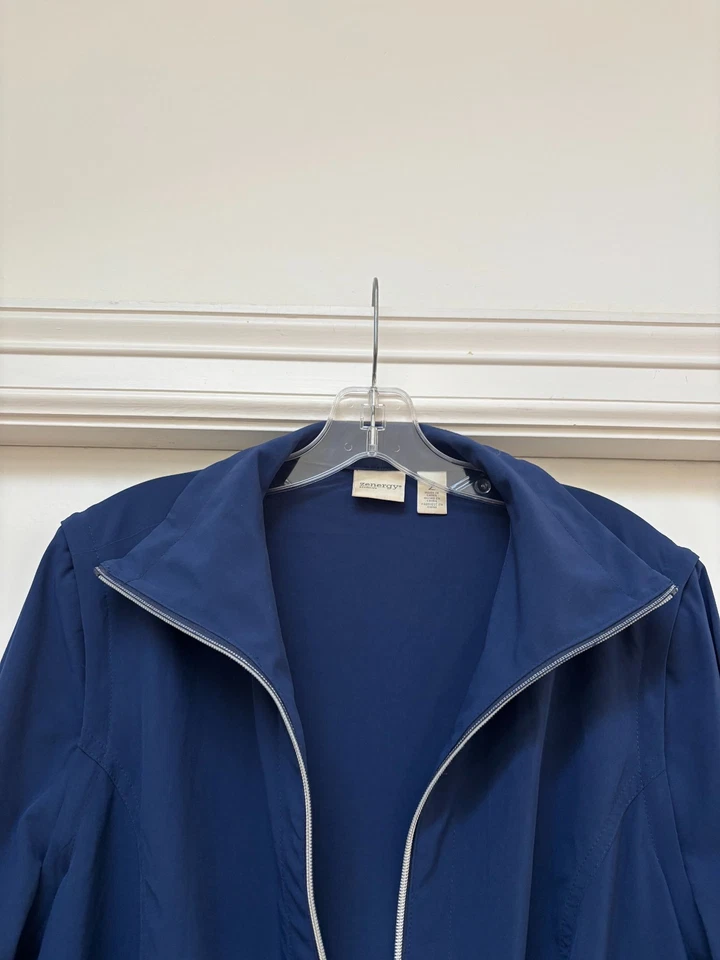 Chaqueta deportiva chico's zenergy talla 2 = L chaleco azul marino convertible cremallera brazos Foto 3 de 4