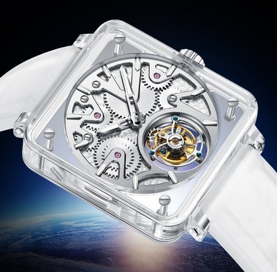 Aesop Crystal Case Sapphire Mirror Tourbillon Mechanical Men's Luxury Watch 7037
