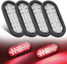 6 Inch Clear Lens Red Light 24 LED Oval Flash Break Clear/Red Pack of 4