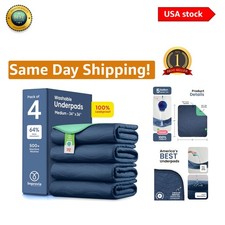 Reusable Heavy Absorbent Underpads - Leakproof, Waterproof 34"x36" Pack of 4 