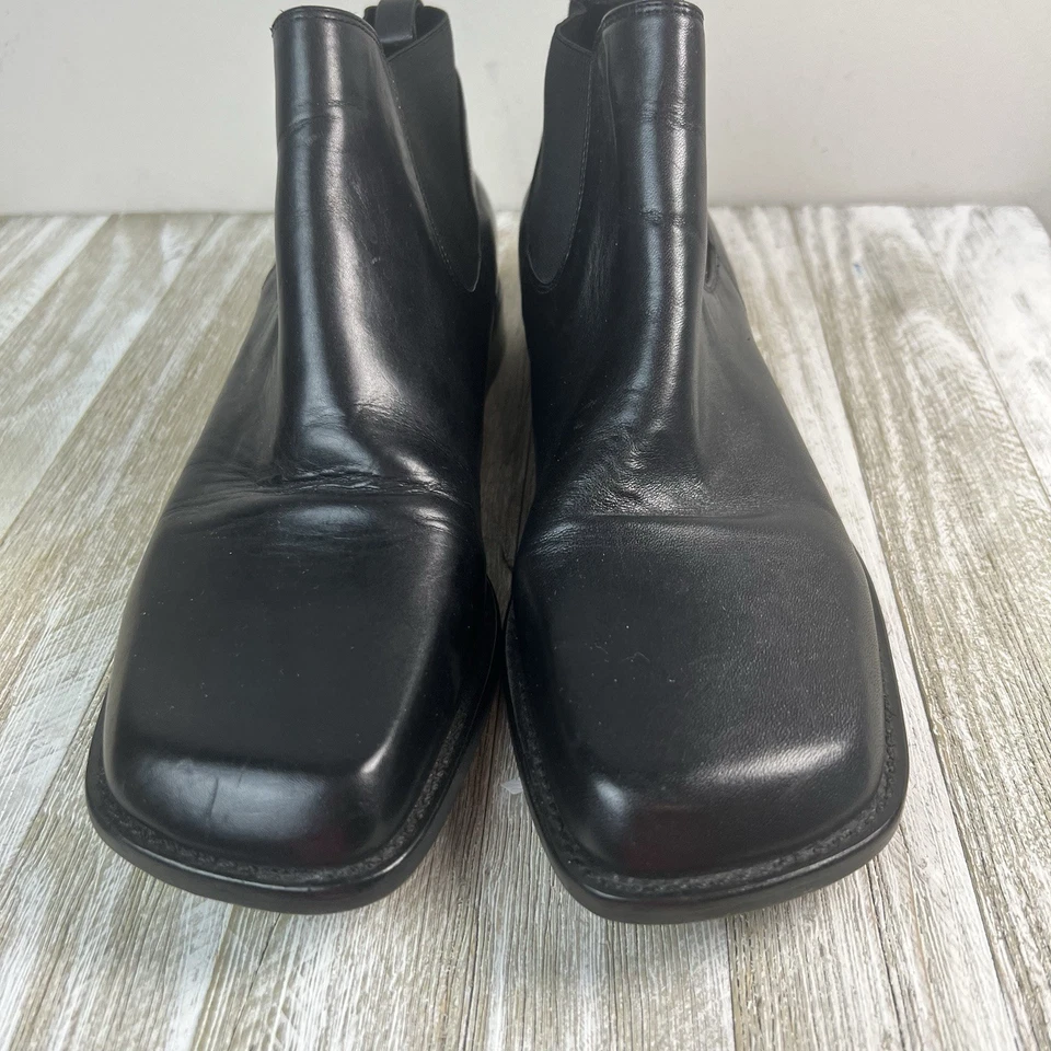 BCBG Y2K Chelsea ботинки из черной кожи лодыжки квадратный носок женщин Sz 39,5 - Изображение 2 из 4