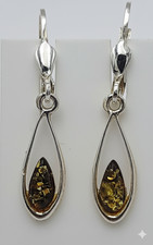 Orecchini In Argento Sterling 925 Con Ambra Esclusiva | Raro Verde Baltico