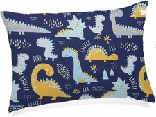 Toddler Pillow with Pillowcase - 13X18 Soft Organic Cotton Kids Dinosaur Crib...
