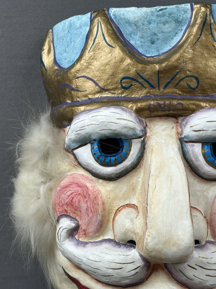 Handmade MASQUE ARRAYED Annie Hallatt Nutcracker Christmas Paper Mache Mask 1990 - Image 3 of 4