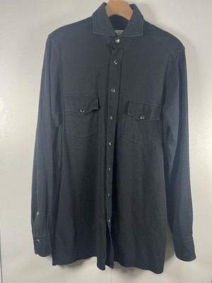 Emanuel Berg Snap Button Black Shirt Men s Medium Long Sleeve Casual Grunge