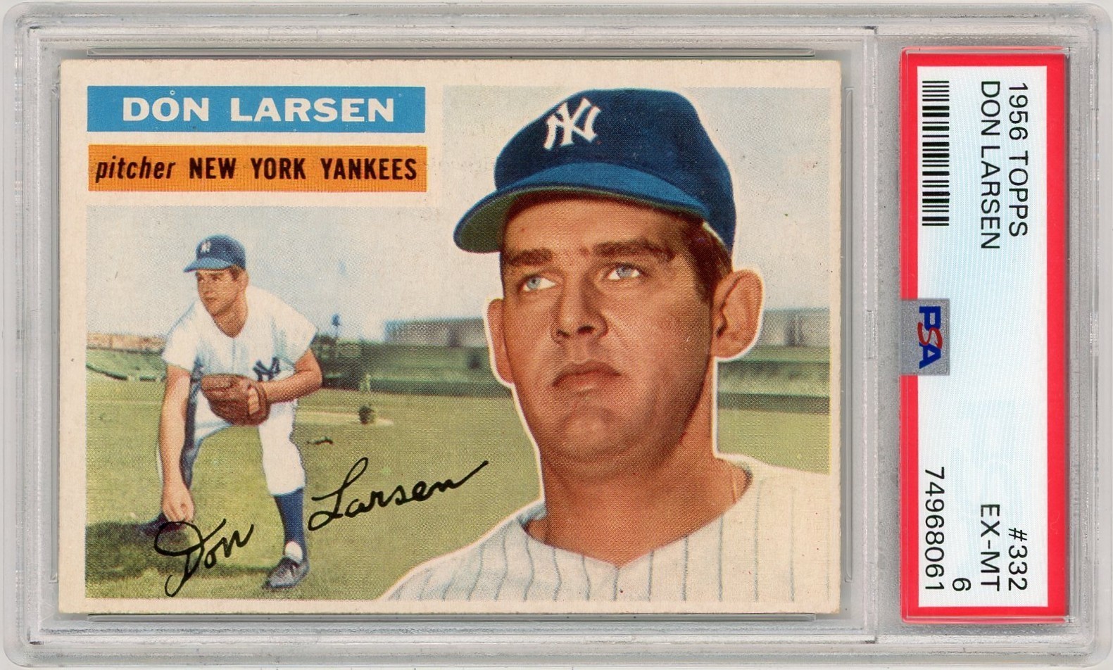 1956 Topps Don Larsen PSA 6 Vintage Graded Card #332 EX-MT New York Yankees MLB