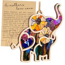 Motherhood Elephant Ornament with Card for Christmas Tree, Mother's Suncatcher