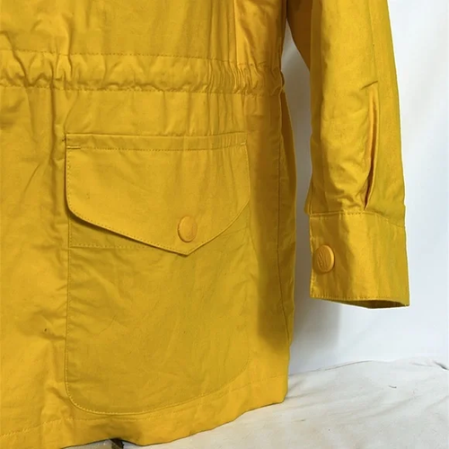 Nautica Women's Size Large Yellow Raincoat Hooded Zip and Snap Front Lined Coat - Picture 13 of 16