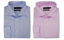 Double Two Mens Easy Care Cotton LS Formal Shirts 3722 Collar 14.5-23",2 Options