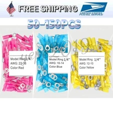 1/4'' Wire Crimp Connectors Waterproof Heat Shrink Ring Terminals 22-10 AWG  US