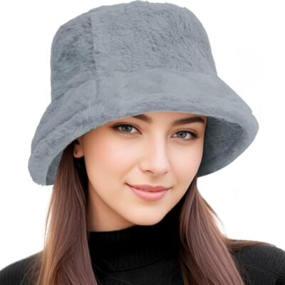 Faux Fur Bucket Hat Womens Men Warm Fluffy Chic Winter Accessory Winter Faux Fur Bucket Hat Fluffy Warm Hat for Women Men  main image 3