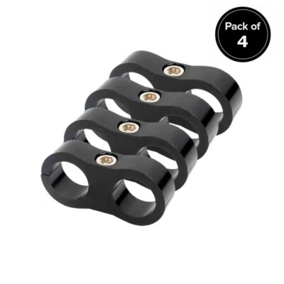 4Pcs 10AN Hose Separator Clamp For 5/8 Oil/Fuel Hose Line Black Aluminum Adapter