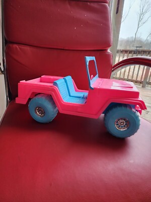 Processed Plastic Co - Large Size Jeep Pink Blue Details Doll Mud Monster 1980s