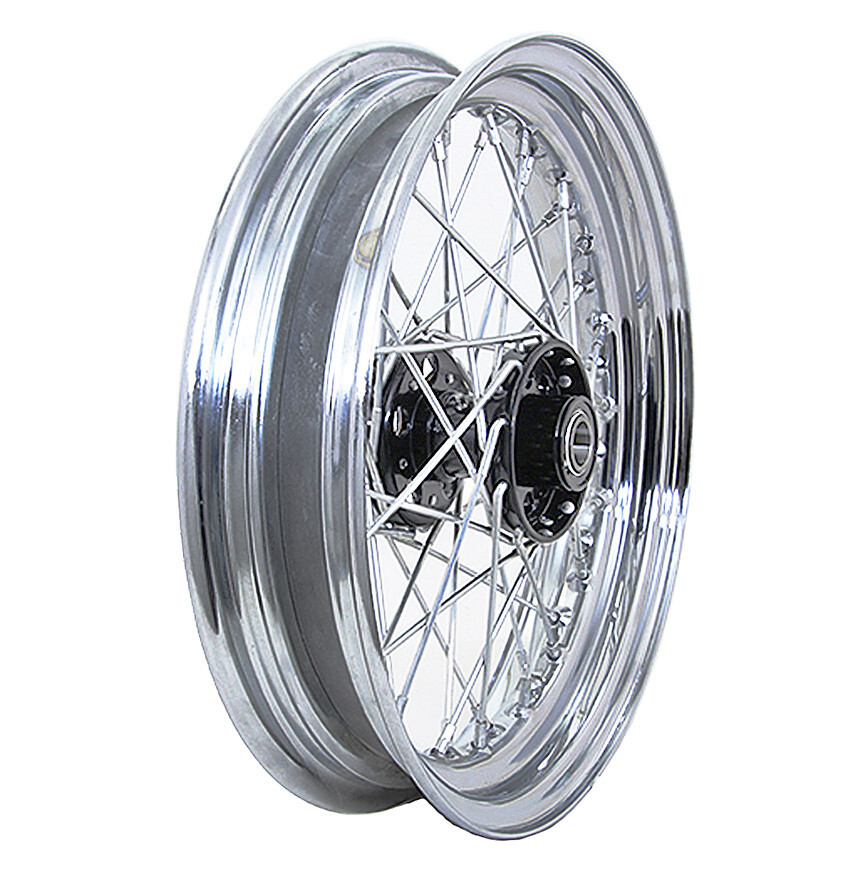 STAINLESS Spoke & CHROME RIM 16 inch BLACK Star Hub WHEEL 1936