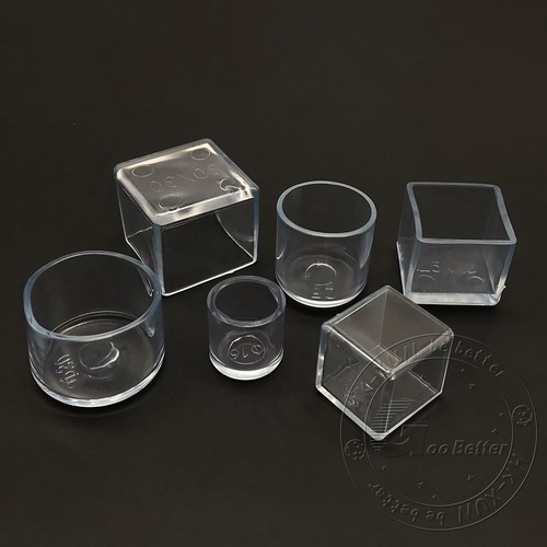 Clear PVC Rubber Chair Leg Caps Covers Furniture Table Feet Floor Protectors Pad - Foto 8 di 46