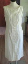 Vintage Junior House Milwaukee Cream Sleeveless Embroidered Trim Dress A-Line