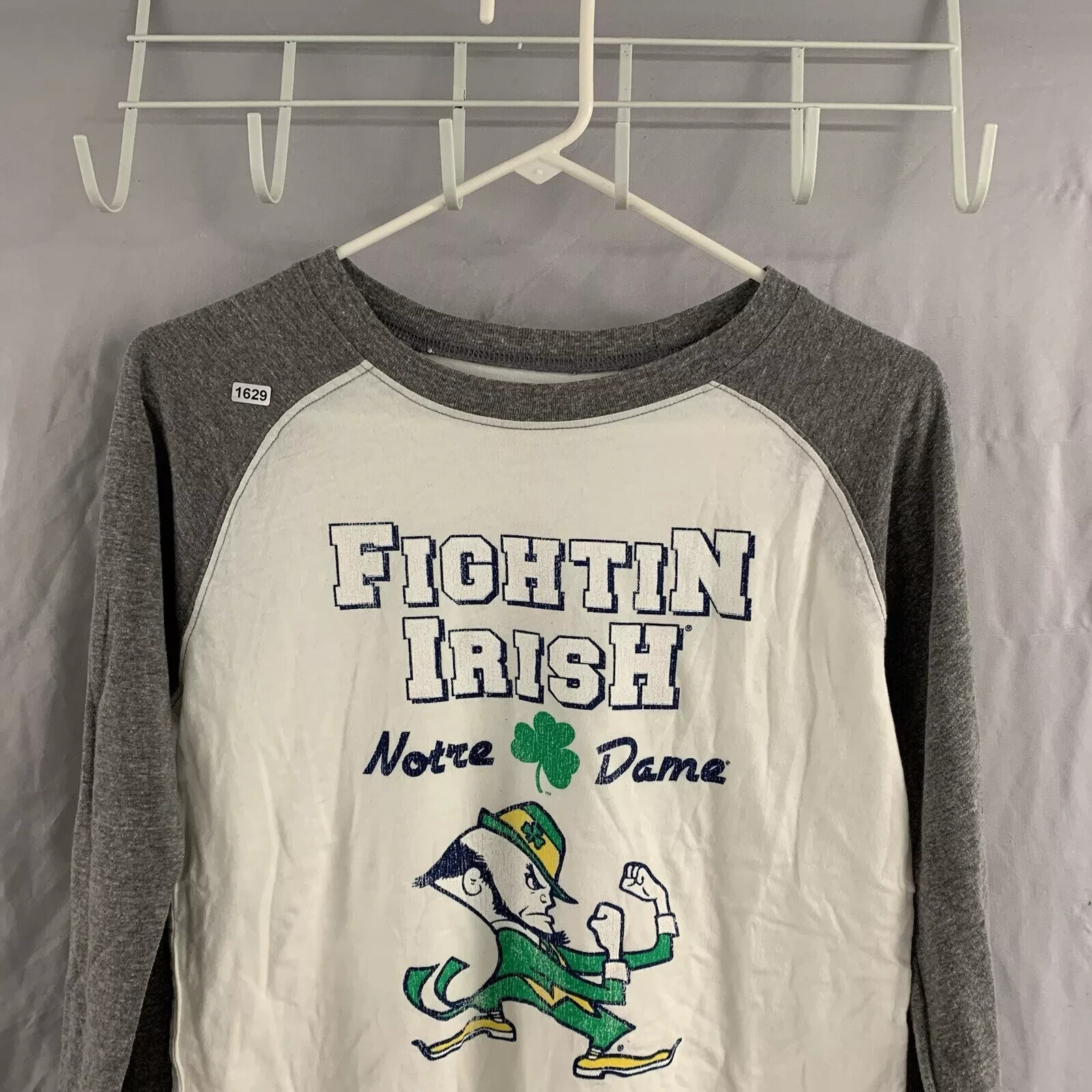 NWT Norte Dame Shirt Adult Medium White Long Sleeve Fighting Irish Retro Men’s
