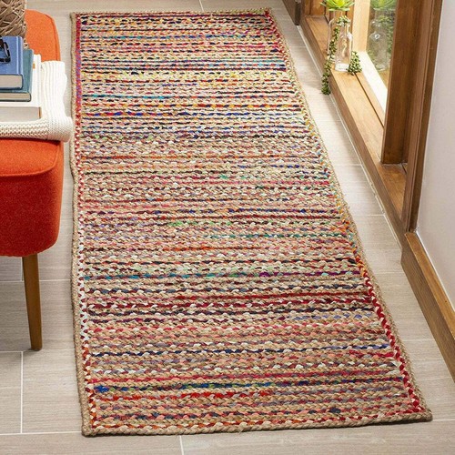 Rug Cotton, Jute Hand Braided Rectangle Area Rug Wall Hanging Carpet - Picture 2 of 9
