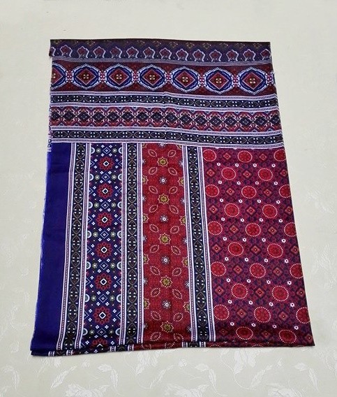 Sindhi Ajrak Traditional Pakistani Silk Shawl - 48x78 Inches, Floral, Handmade 11 thumbnail image