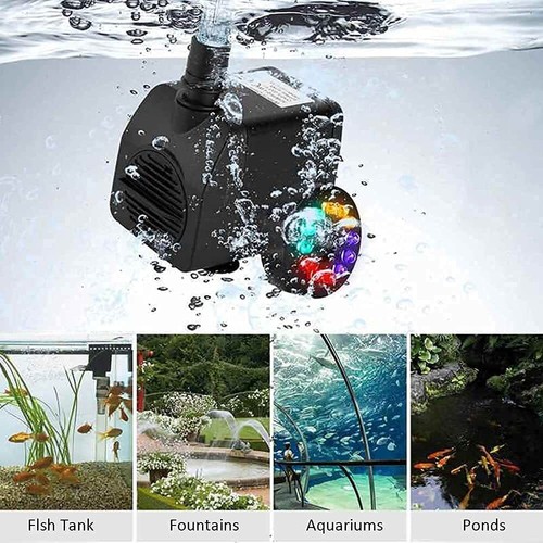 LED Teichpumpe Springbrunnen Wasserspielpumpe Elektrisch Beleuchtung Teiche Pump - Bild 8 von 21